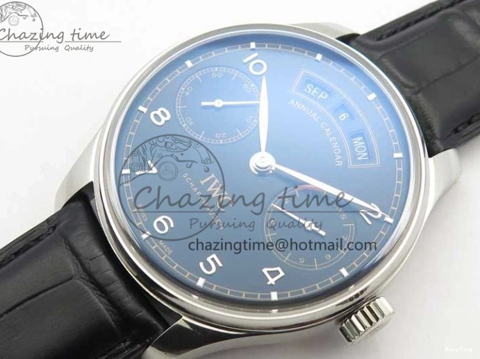 MIROTIME 0211 Portuguese Real PR Real Annual Calendar IW503502 ZF 1:1 Best Edition Black Dial Steel Markers on Black Leather Strap A StreetReady 7134